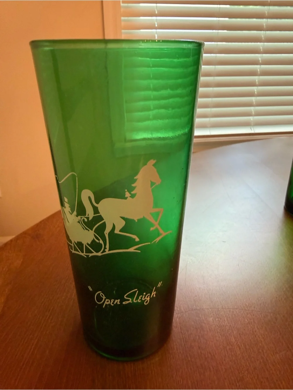 Green Etched Glass Tumblers - Set of 4